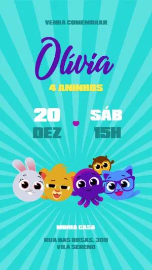 Convite de Aniversário Bolofofos para Editar Online