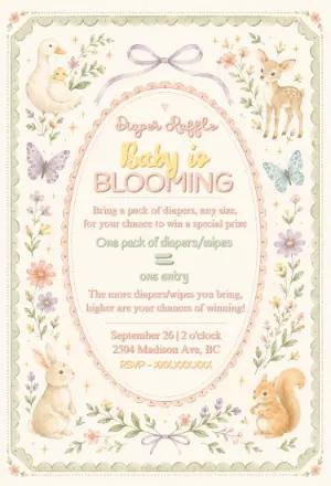 Woodland Baby Shower Diaper Raffle Card | Editable Template