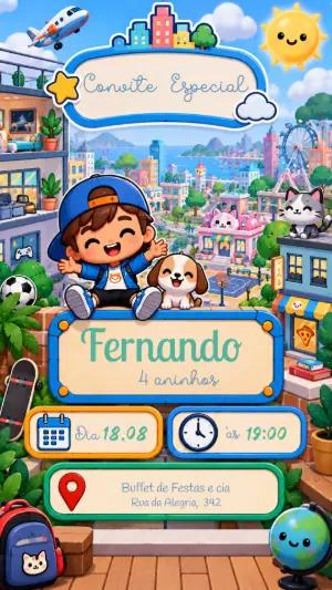 Convite de Aniversário Menino Avatar World para Editar