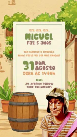 Convite de Aniversário Chaves para Editar e Imprimir