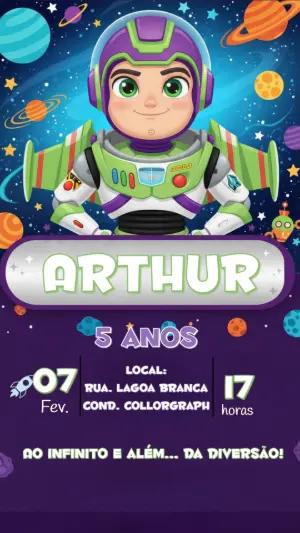 Convite Animado Buzz Lightyear Espacial para Editar