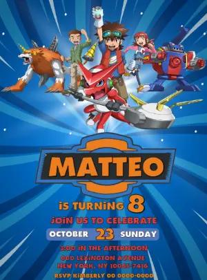 Editable Digimon Birthday Invitation Template for Kids
