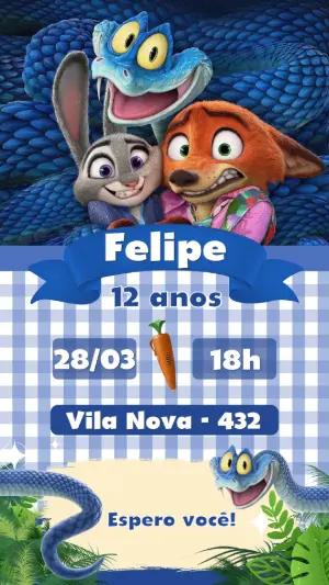 Convite de Aniversário Zootopia Divertido para Editar Online