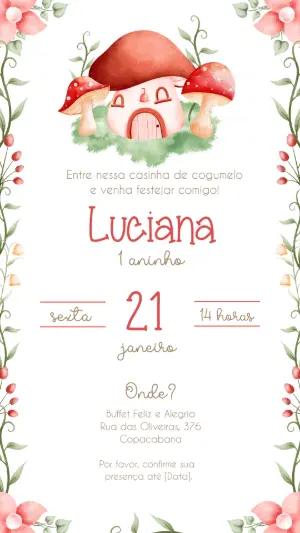 Convite de Aniversário Bosque Encantado Menina Editável