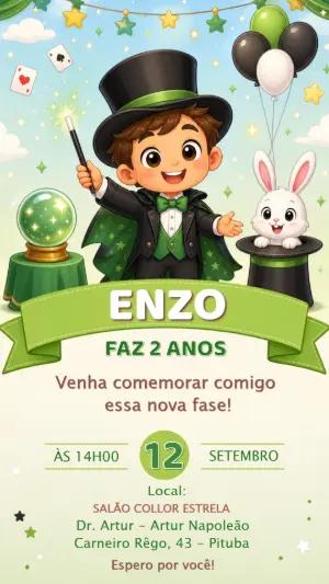 Convite Aniversário Lanterna Verde Mágico Editável