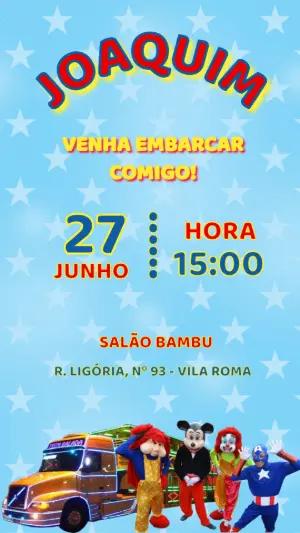 Convite Carreta Furacão da Alegria para Aniversário Editável