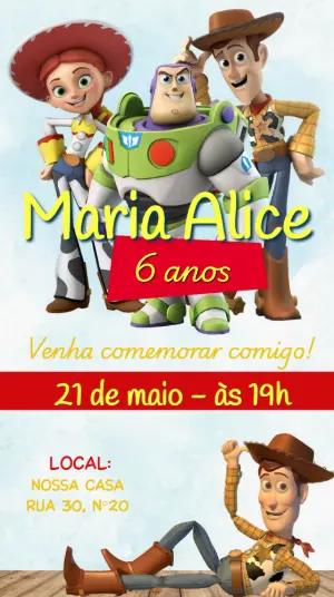 Convite Digital Aniversário Toy Story Modelo Editável