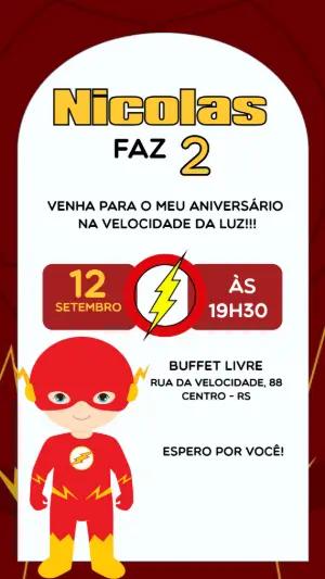 Convite de Aniversário Flash Infantil para Editar Online