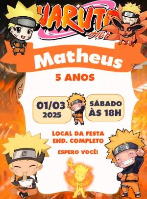 Convite de Aniversário Naruto Bebê para Editar Online