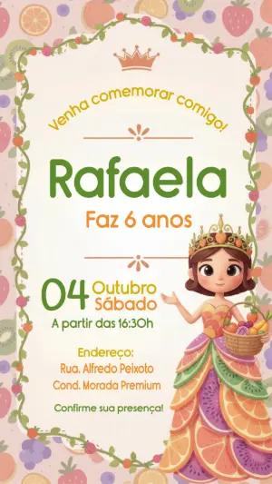 Convite de Aniversário Princesa das Frutas Editável