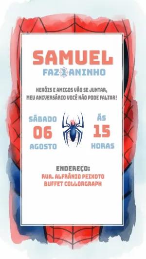 Convite Aniversário Homem Aranha para Editar Online