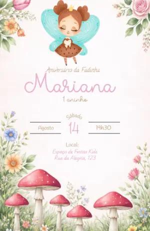 Convite Aniversário Fadinha do Dente Aquarela Editável