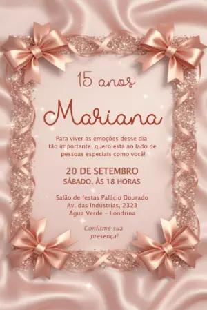 Convite de 15 Anos Rose Gold Elegante para Editar Online
