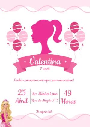 Convite de Aniversário Barbie Silhueta para Editar Online