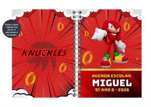 Capa de Agenda Escolar Knuckles para Editar e Imprimir