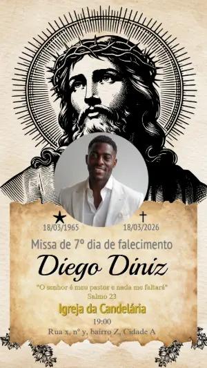 Arte Missa de 7º Dia com Jesus Editável