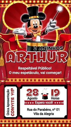 Convite Aniversário Circo do Mickey Editável