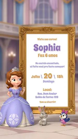 Convite Aniversário Princesa Sofia Editável Online