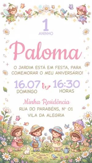 Convite de Aniversário Jardim Encantado com Fadas Editável