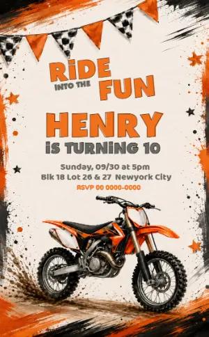 Motocross Birthday Invitation Editable Template