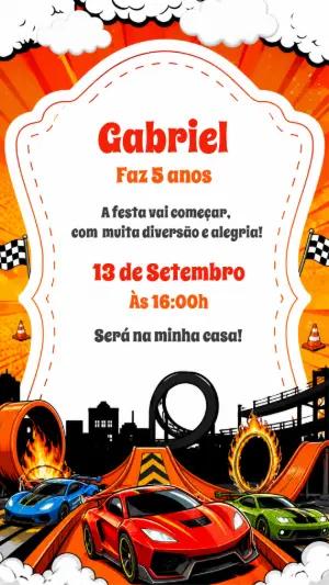 Convite de Aniversário Hot Wheels Editável para Festa Infantil