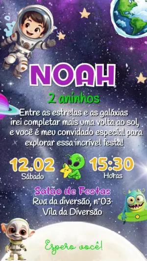 Convite de Aniversário Espacial com Astronauta para Editar