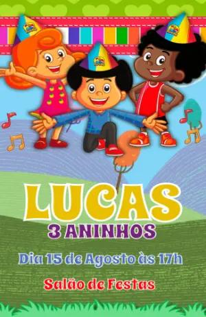 Convite Aniversário 3 Palavrinhas com Personagens para Editar