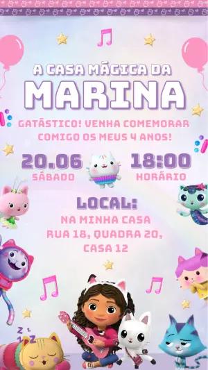 Convite de Aniversário A Casa Mágica da Gabby para Editar