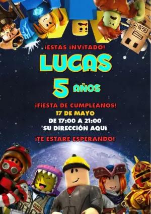 Invitación de Cumpleaños Roblox Bloques para Editar Online