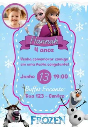 Convite Digital Frozen com Foto | Modelo Editável para Aniversário