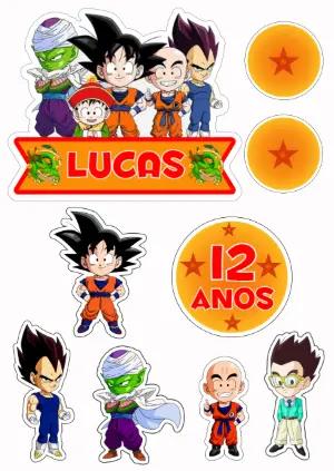 Topo de Bolo Aniversário Dragon Ball Z para Editar Online