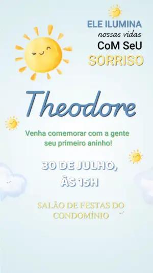 Convite Animado Aniversário Raio de Sol para Editar Online