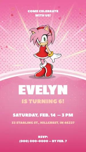 Editable Amy Rose Birthday Invitation Template in Pink