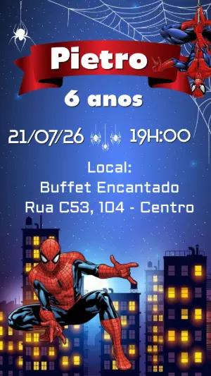 Convite Homem-Aranha Editável para Festa de Aniversário