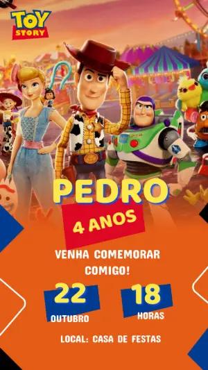 Convite Digital Aniversário Infantil Toy Story Editável
