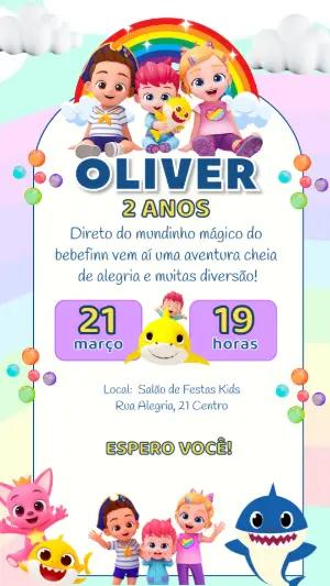 Convite de Aniversário Bebefinn Colorido para Editar Online
