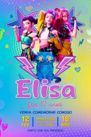 Convite de Aniversário Guerreiras do Kpop Editável
