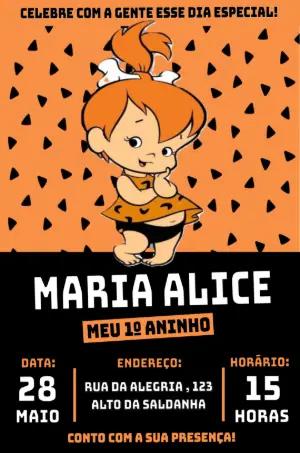 Convite de Aniversário Pedrita Flintstones Editável