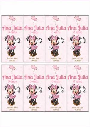 Rótulo de Suco Minnie Mouse Rosa para Editar Online