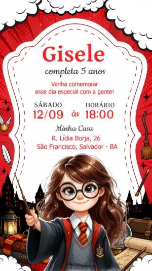 Convite de Aniversário Harry Potter Editável
