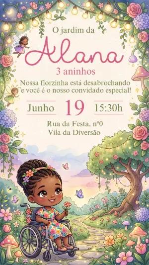Convite de Aniversário Jardim Encantado Editável