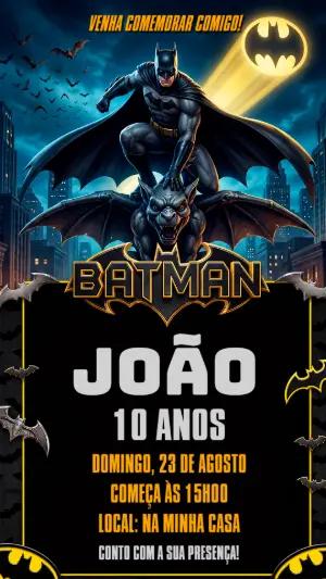 Convite de Aniversário Batman para Editar Online