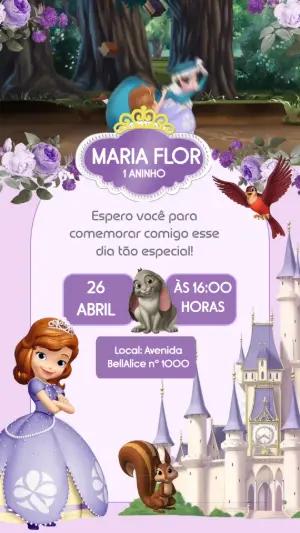 Convite Animado Aniversário Princesinha Sofia para Editar Online