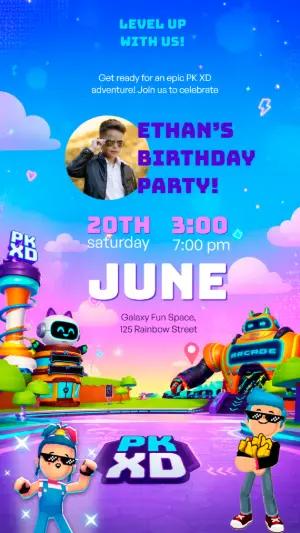 PK XD Gamer Birthday Invitation | Editable Digital Template