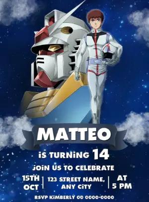 Gundam Anime Birthday Invitation | Editable Digital Template