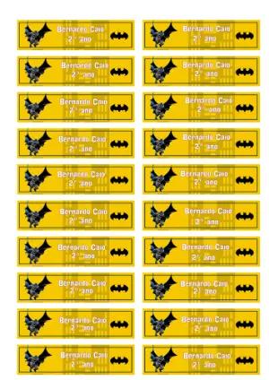 Etiqueta Escolar Batman Editável para Material Escolar