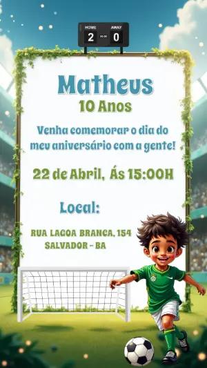 Convite de Aniversário Futebol com Jogador para Editar Online