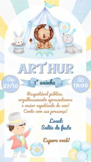 Convite de Aniversário Circo Aquarela para Editar