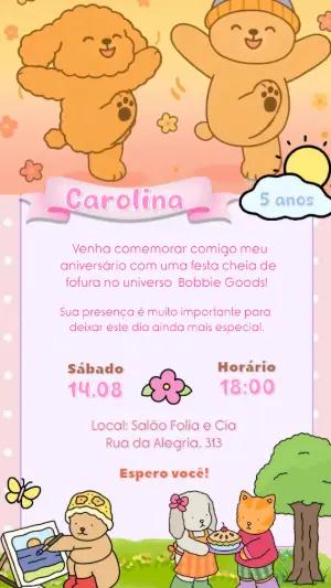 Convite Animado Aniversário Bobbie Goods para Editar Online
