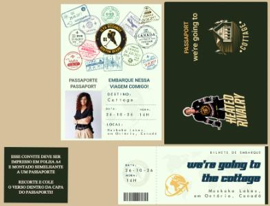 Convite de Festa Temática Passaporte de Viagem Editável